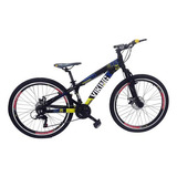 Mountain Bike Vikingx Tuff 25 Aro 26 13 21v Freios De Disco Mecânico Câmbios Shimano Tourney Cor Azul/amarelo