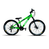 Mountain Bike Vikingx Tuff 25 Aro 26 13.5 21v Freios De Disco Mecânico Câmbios Shimano Cor Verde