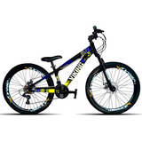 Mountain Bike Vikingx Tuff 25 Aro 26 13.5 21v Freios De Disco Mecânico Câmbios Shimano Tourney Cor Preto/azul/amarelo/branco