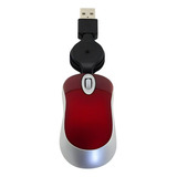 Mouse Óptico Com Fio Usb Pequeno Retrátil Notebook Desktop Cor Vermelho