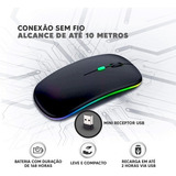 Mouse Sem Fio Recarregável Wireless Led Rgb Ergonômico Cor Cinza-escuro