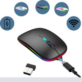 Mouse Sem Fio Recarregável Wireless Led Rgb Ergonômico Novo