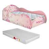 Móveis Bela Cama Solteiro Infantil Princesa Rosa Menina Com Colchão