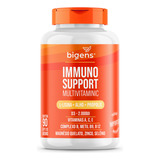Multivitamínico Immuno Support: D3 2000 Ui + Vitaminas A, C, E + L-lisina + Alho + Própolis + Complexo B (b9, B12) + Magnésio Quelato, Zinco E Selênio - 90 Cápsulas Bigens