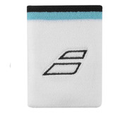 Munhequeira Babolat Logo Jumbo - Branca Com Azul E Preto