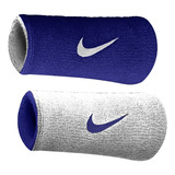 Munhequeira Nike Grande Dri-fit Dupla Face - Azul Com Branco