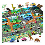 My Toy Kids Play Mat Dinosaur World Parking Map Game Sce [u]