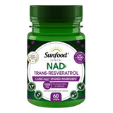 Nad Trans Resveratrol 1000mg 60 Caps Sunfood Colesterol Sabor Sem Sabor