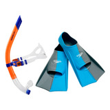 Nadadeira Pé De Pato Speedo Training + Snorkel Mergulho 