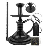 Narguile Kit Completo Black Hookah Carvão Fogareiro Aluminio