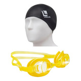 Natação Infantil Kit Óculos Jr.classic Amarelo + Touca Preta