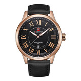 Naviforce Relógio Quartzo Masculino Números Romanos Data