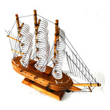 Navio Caravela Barco Madeira Enfeite 24cm Decoração Coleção