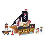 Navio Pirata Brinquedo De Madeira Infantil Tooky Toy