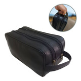 Necessaire Masculina Bolsa Porta Objeto Viagem Couro Grande