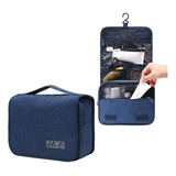 Necessaire Masculina Feminina Grande Viagem Cabide Divisória Cor Azul