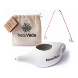 Neti Pot Com Alça + Raspador De Lingua Em Cobre