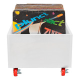 Nicho Para Disco De Vinil Com Rodinha Vintage Mdf Branco