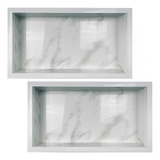 Nicho Porcelanato Branco Marmo Douro Polido 02 Unid 60x32cm