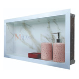 Nicho Porcelanato Carrara Porta Shampoo 60x30x7