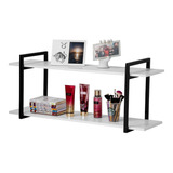 Nicho Prateleiras Para Quarto E Decoração Com 80cm Cor Estrutura Preta Com Mdf Branco