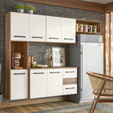Nicioli Cozinha Juliete Suspensa Aereo Compacto 7 Partes Cor Carvalho E Off White