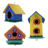 Ninho Comedouro De Aves Artesanal Kit 3 Peças