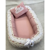 Ninho Redutor Berço Para Bebê - Floral Nuvem C/ Nome Menina