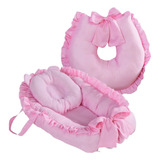 Ninho Redutor De Berço Bebê + Almofada Amamentação Kit Rosa