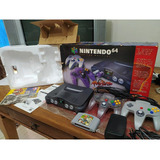 Nintendo 64 Ed. Atomic Purple C/ Caixa + Manual + Controles + Mario