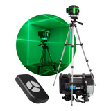 Nível A Laser Verde 12 Linhas Esquadro 3d C/2 Baterias Tripé