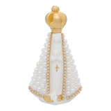 Nossa Senhora Aparecida Perola Branca 10cm Para Decoração