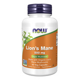 Now Foods Lion's Mane 500 Mg, 60 V, Cápsulas, Sabor Sem Sabor