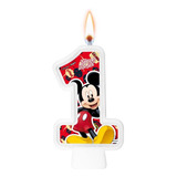 Número 1 - Vela Mickey - Pavio Mágico Para Bolo E Festa