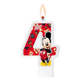 Número 4 - Vela Mickey - Pavio Mágico Para Bolo E Festa