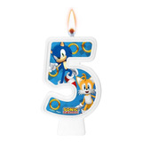 Número 5 - Vela Sonic - Para Bolo, Aniversário E Festa