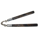 Nunchaku Em Madeira Cedro Chines C/entalhe De Dragao Profiss
