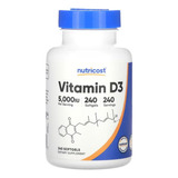 Nutricost, Vitamina D3, 5.000 Ui, 240 Cápsulas Softgel