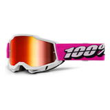 Óculos 100% Accuri Graham Motocross Off Road Downhill Enduro Armação Branco Lente Pink Tamanho Único