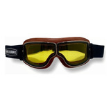 Óculos Aviador Motociclista Retro Vintage Capacete Custom Hd Armação Marrom Lente Amarelo