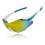 Óculos Ciclismo Masculino Proteção Uv400 Ciclistas Mtb Speed Cor Da Armação Branco/azul