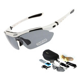 Óculos De Sol Bike Ciclismo Rockbros Clip Troca Lentes Uv400 Cor Da Armação Branco Desenho Esportivo