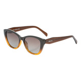 Óculos De Sol Casual Pequeno Marrom Degradê Acetato Uv 400