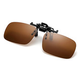 Oculos De Sol Clip On P/ Oculos De Grau Adicional Sobrepor Cor Da Lente Marrom-escuro Desenho Retangular