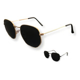 Óculos De Sol Feminino Hexagonal Verão 2021 Uv-400 Cor Da Armação Dourado