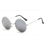 Óculos De Sol Feminino Masculino Retro Redondo Espelho Azul