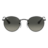 Óculos De Sol Masculino E Feminino Round Oval Flat Lenses Preto E Cinza Ray-ban