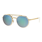 Oculos De Sol Original Rb3765 53mm Ray Ban Dourado/ Branco