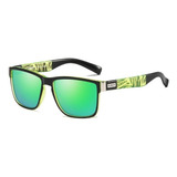 Óculos De Sol Polarizados Dubery Sol D518 Armação De Policarbonato Cor Preto/verde, Lente Verde De Triacetato De Celulose, Haste Preto/verde De Policarbonato