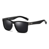 Óculos De Sol Polarizados Dubery Sol D518 Médio, Design Ocean, Cor Preto Armação De Policarbonato Cor Preto-brilhante, Lente Preto De Triacetato De Celulose Clássica, Haste Preta-brilhante De Policarb